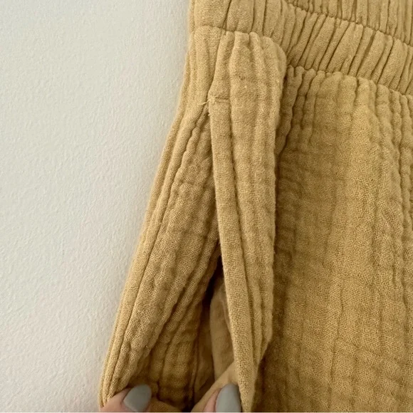 Madewell Cotton Pull-On Crop Gauze Lounge Pants Tan XS - Picture 6 of 10